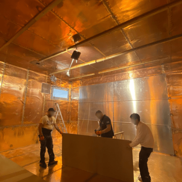 Installation de la cage de faraday pour la mise en service d'une IRM 3T à la clinique Jules Verne
